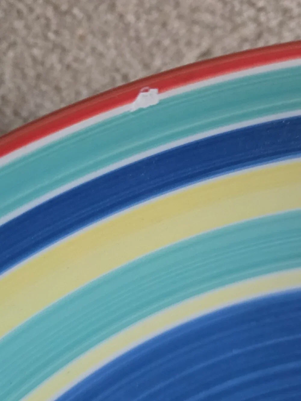 Pier 1 - Made in ItalyBlue, Turquoise, Yellow & Red Striped Ceramic Serving Bowl